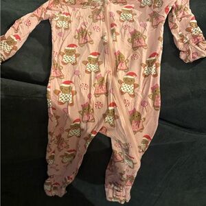 Spearmint Love Pink Gingerbread Print One-Piece Pajamas